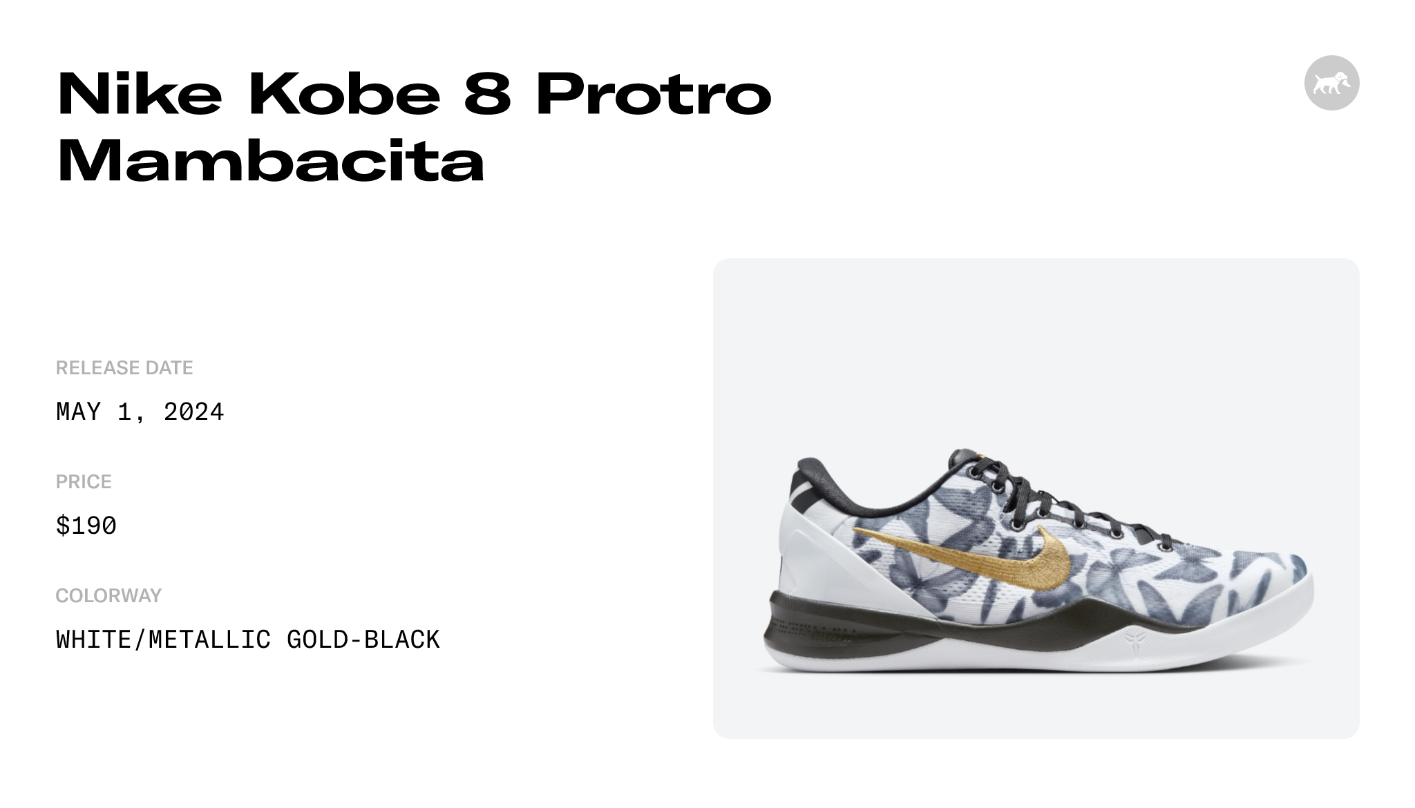 Nike Kobe 8 Protro Mambacita - FV6325-100 Raffles and Release Date