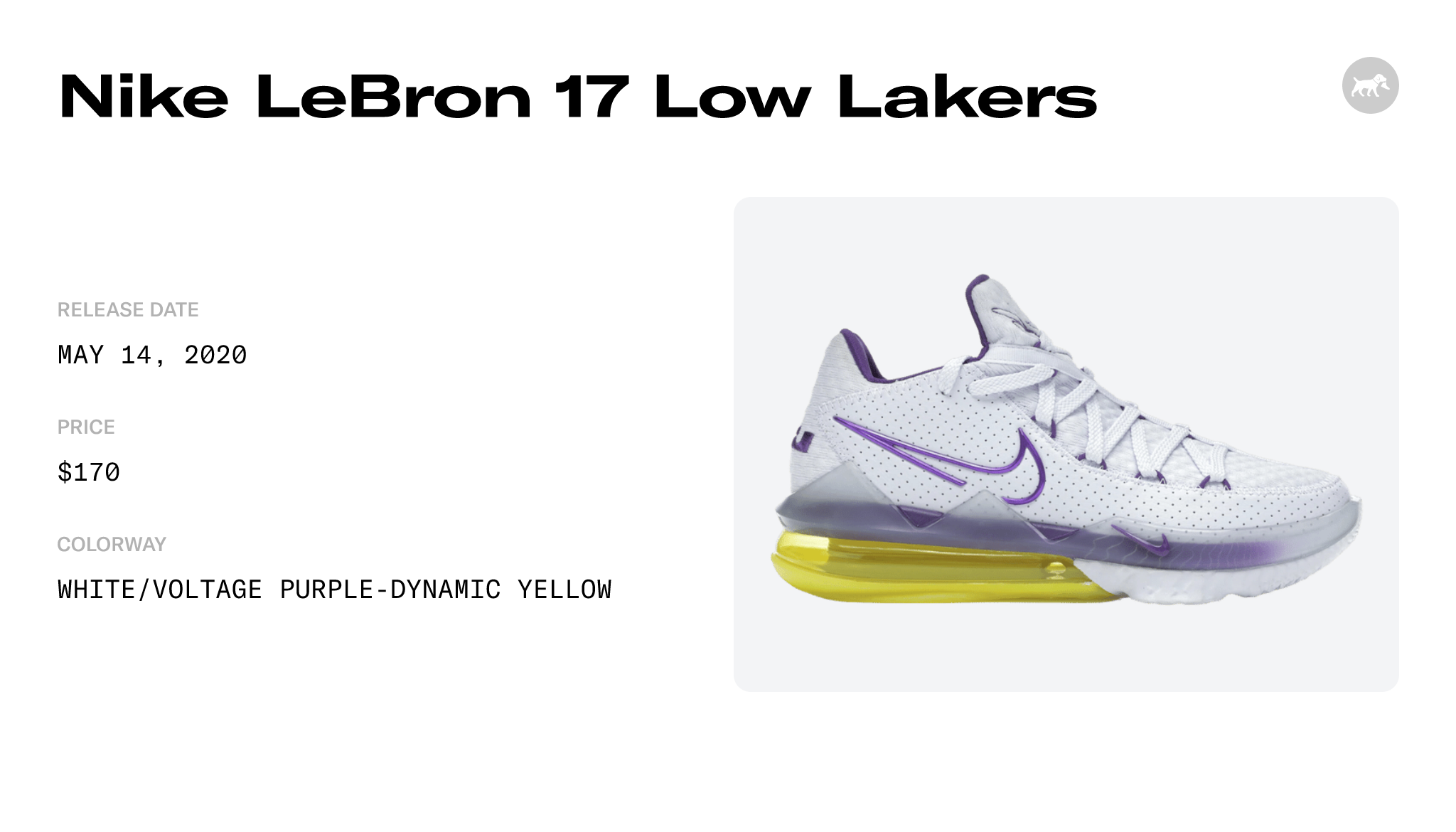 Nike LeBron 17 Low Lakers - CD5007-102/CD5006-102 Raffles and Release Date