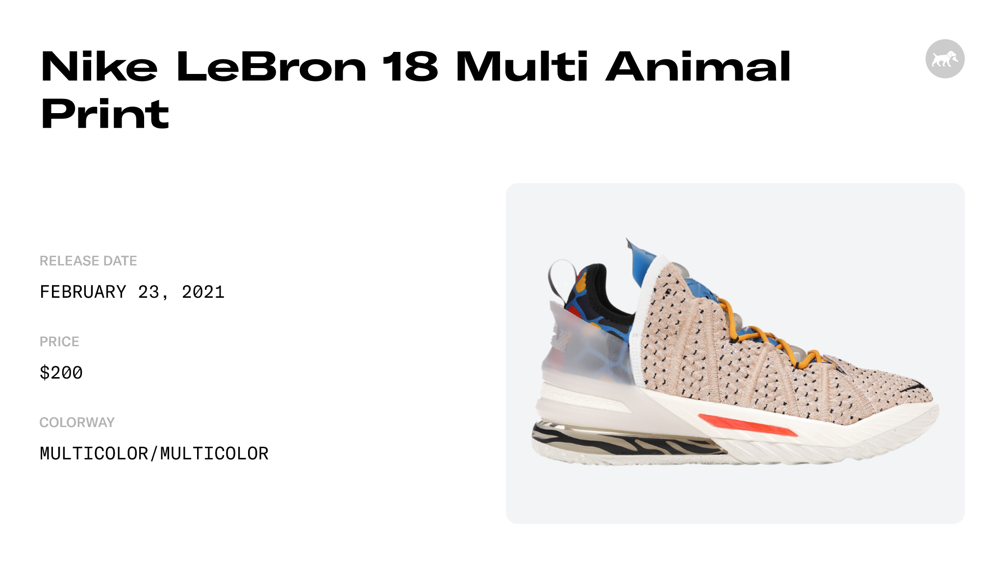 Nike LeBron 18 Multi Animal Print - CW3156-900 Raffles and Release ...