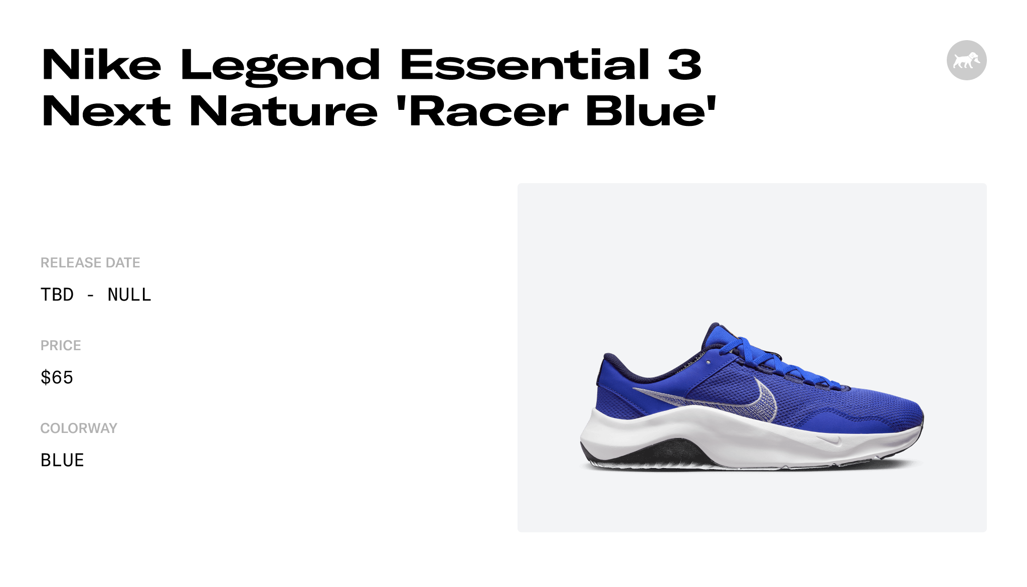 Nike Legend Essential 3 Next Nature 'Racer Blue' - DM1120-402 Raffles ...