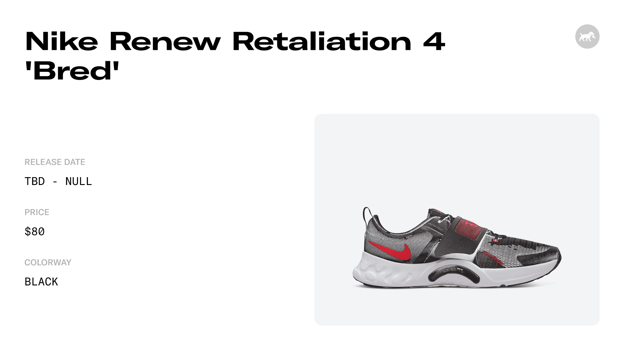 Nike Renew Retaliation 4 'Bred' - DH0606-002 Raffles and Release Date