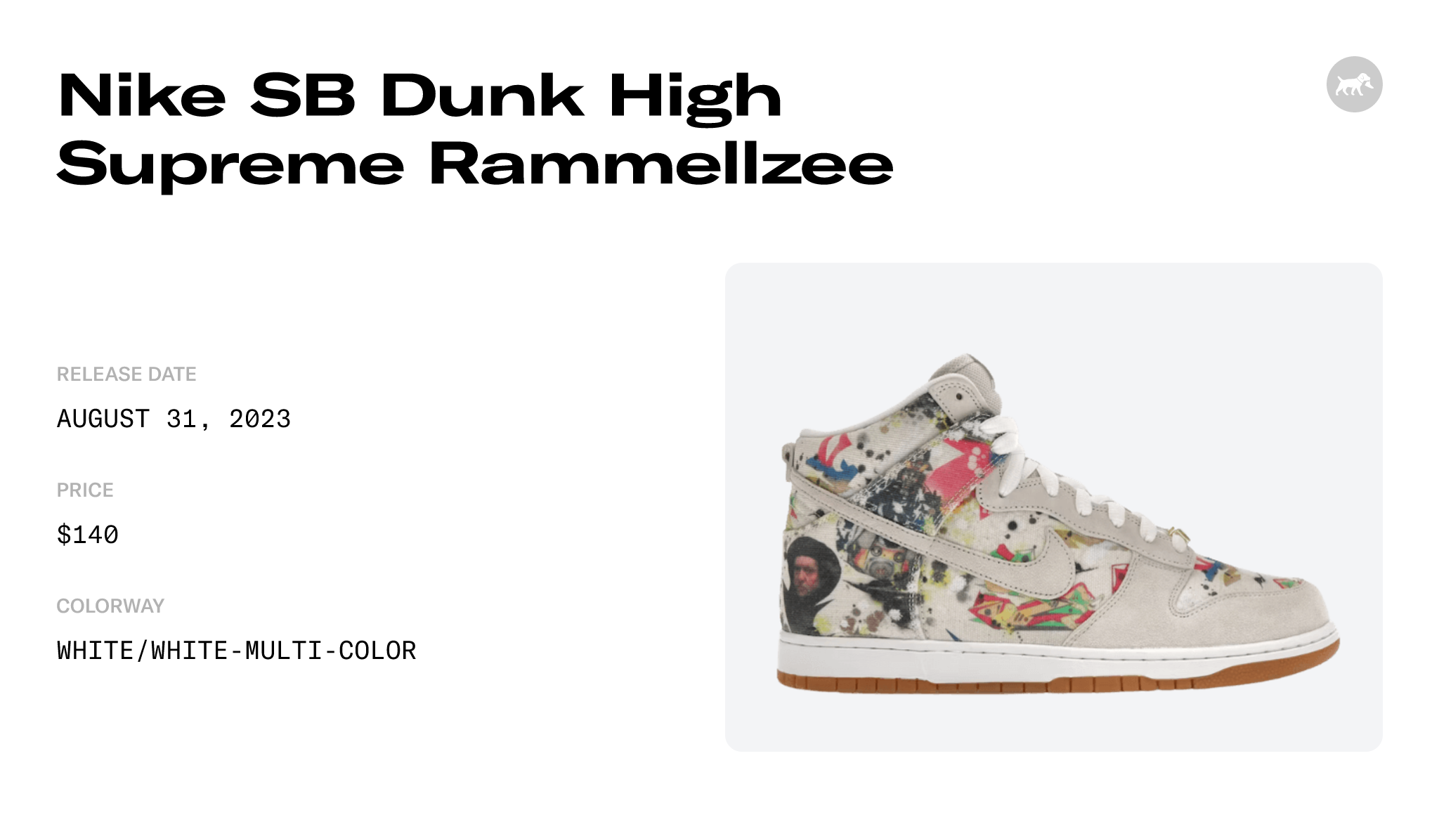 Supreme x Nike SB Dunk High Rammellzee FD8779-100