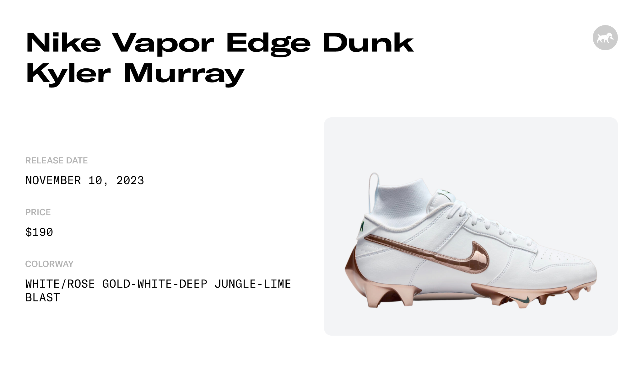 Nike Vapor Edge Dunk Kyler Murray - FN6721-100 Raffles and Release 