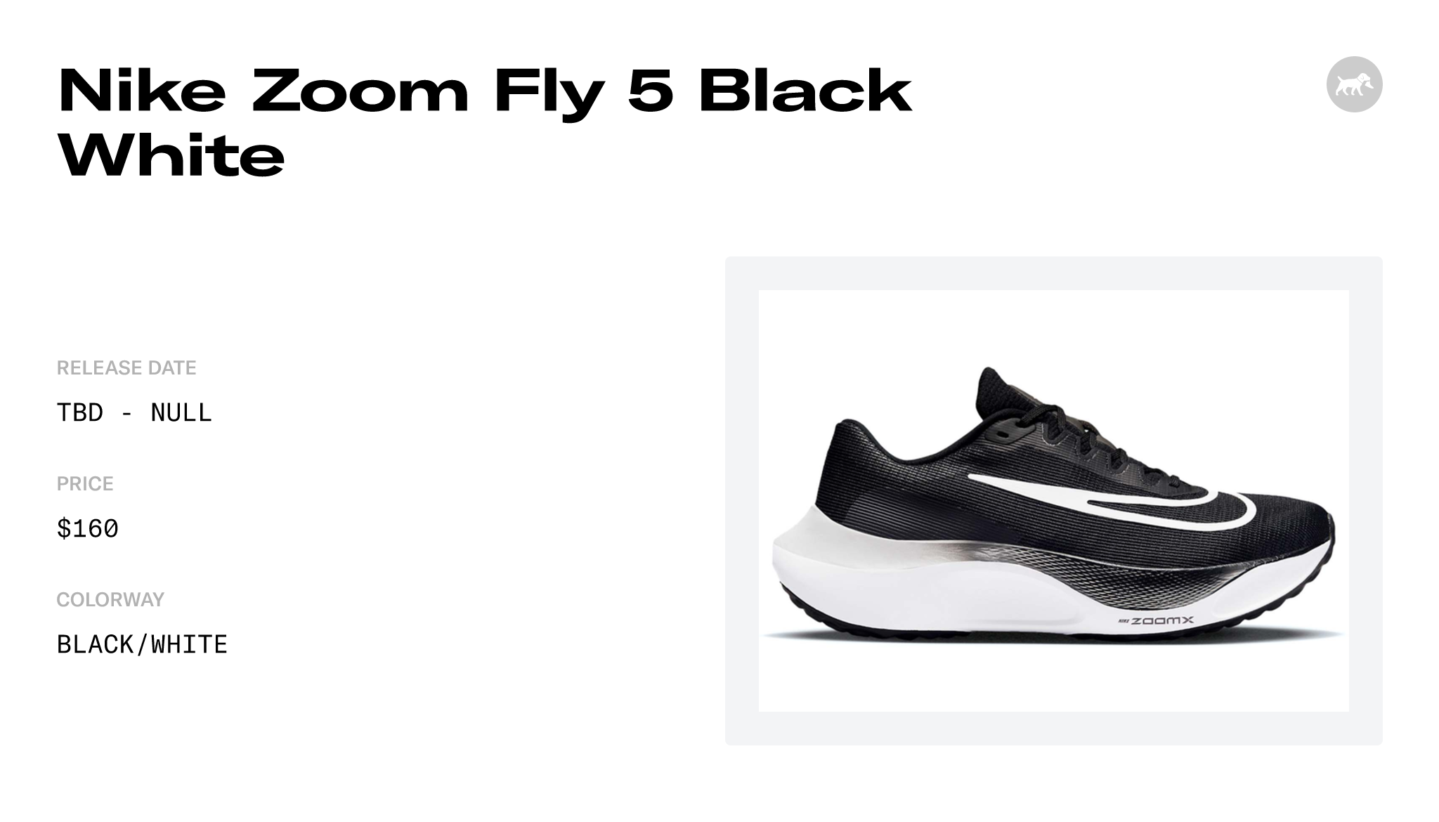 Nike Zoom Fly 5 Black White - Dm8968-001 Release Info