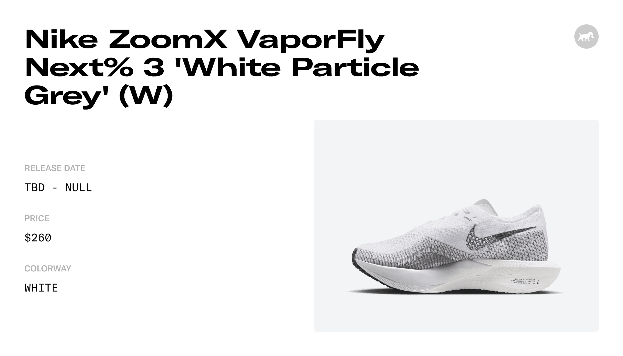 Nike ZoomX VaporFly Next% 3 'White Particle Grey' (W) - DV4130-100 ...