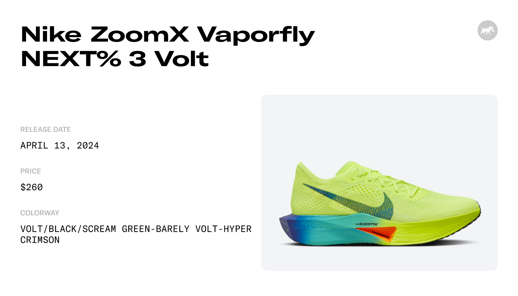Nike ZoomX Vaporfly NEXT% 3 Volt - DV4129-700 Raffles and Release Date