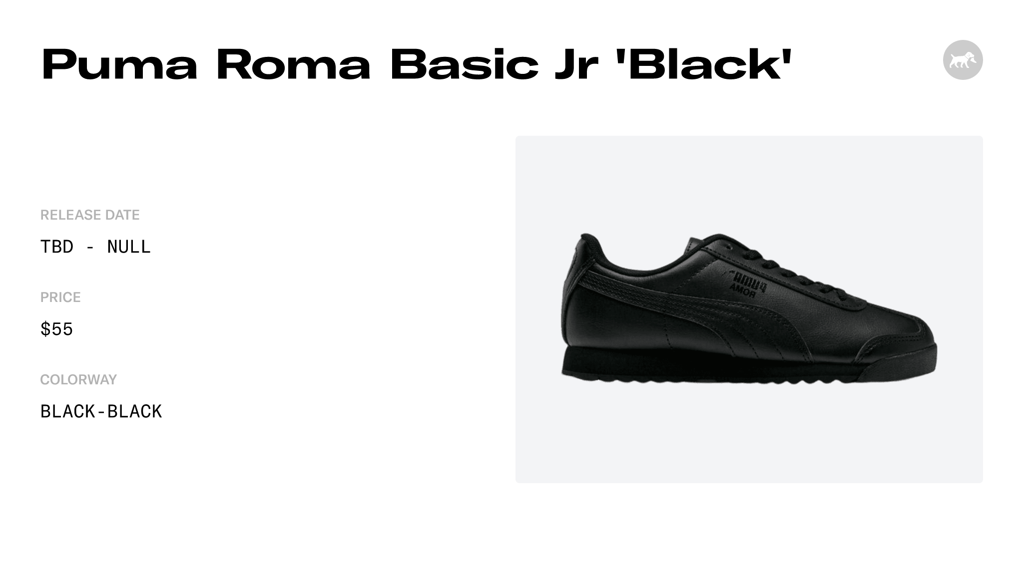 Puma Roma Basic Jr 'Black' - 354259-12 Release Info