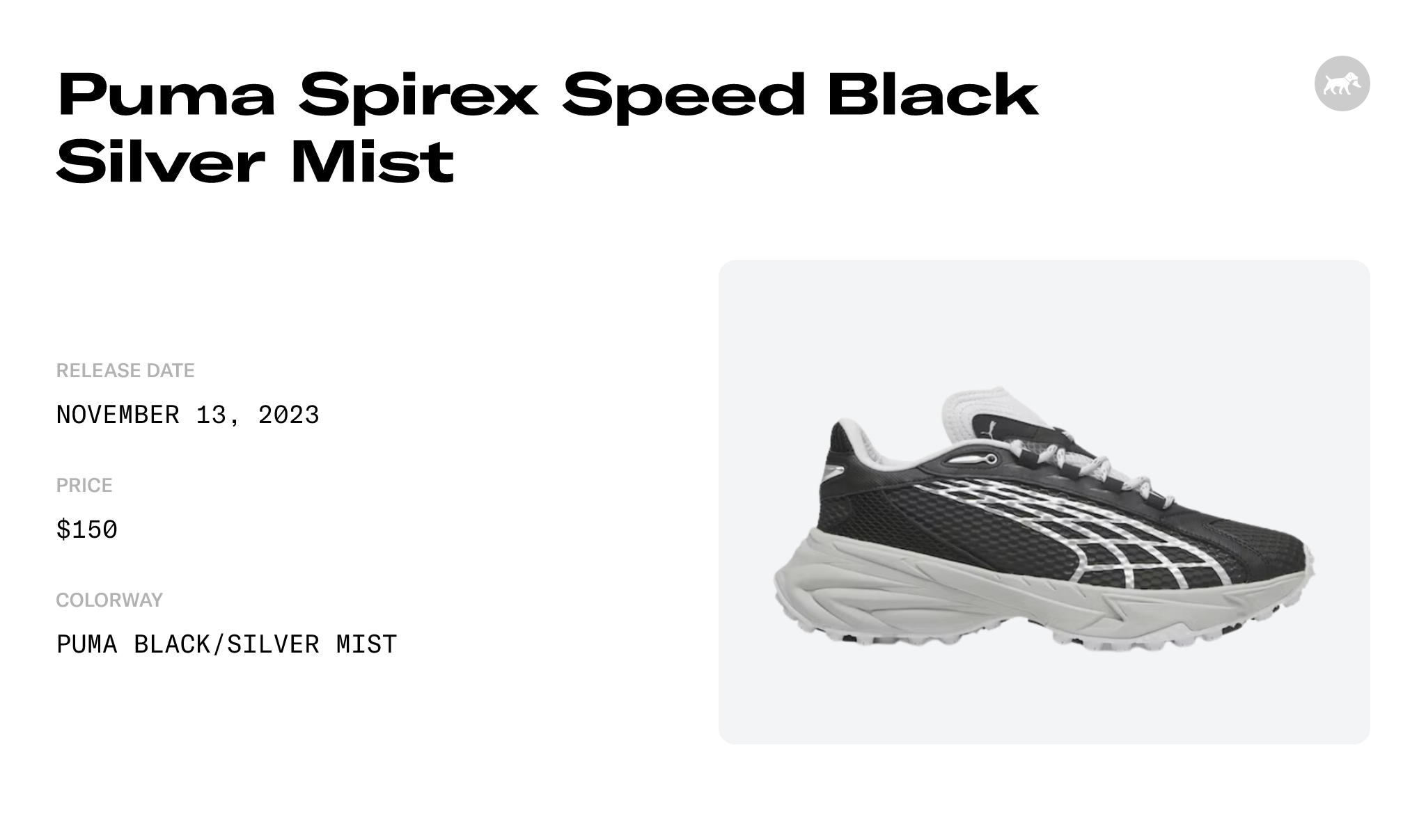 Puma Spirex Speed Black Silver Mist - 397263-02 Raffles and Release Date