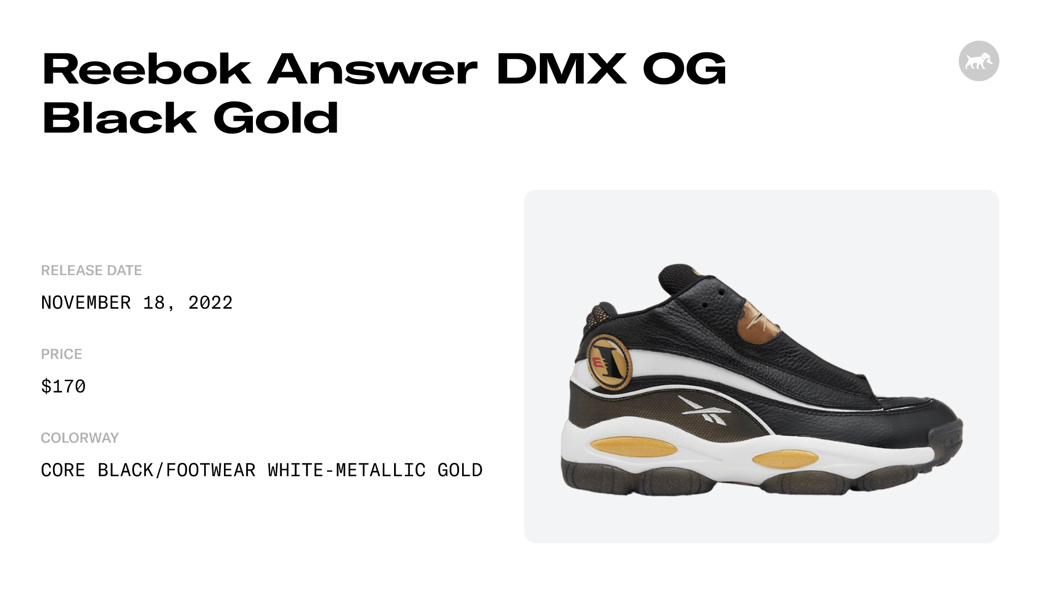 Reebok Answer DMX OG Black Gold - GW6372 Raffles and Release Date