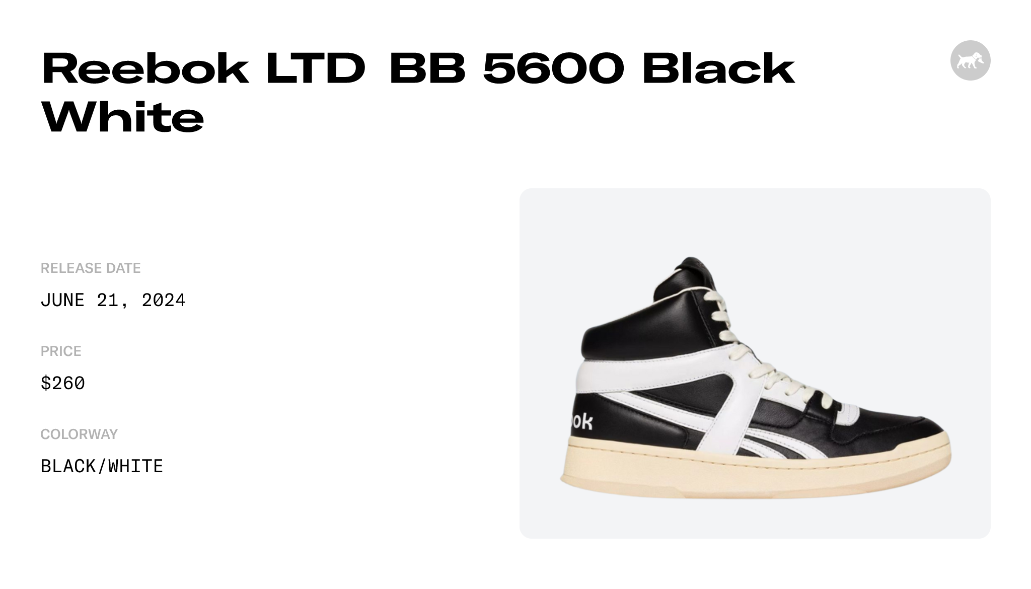 Reebok LTD BB 5600 Black White - 100224472 Raffles and Release Date
