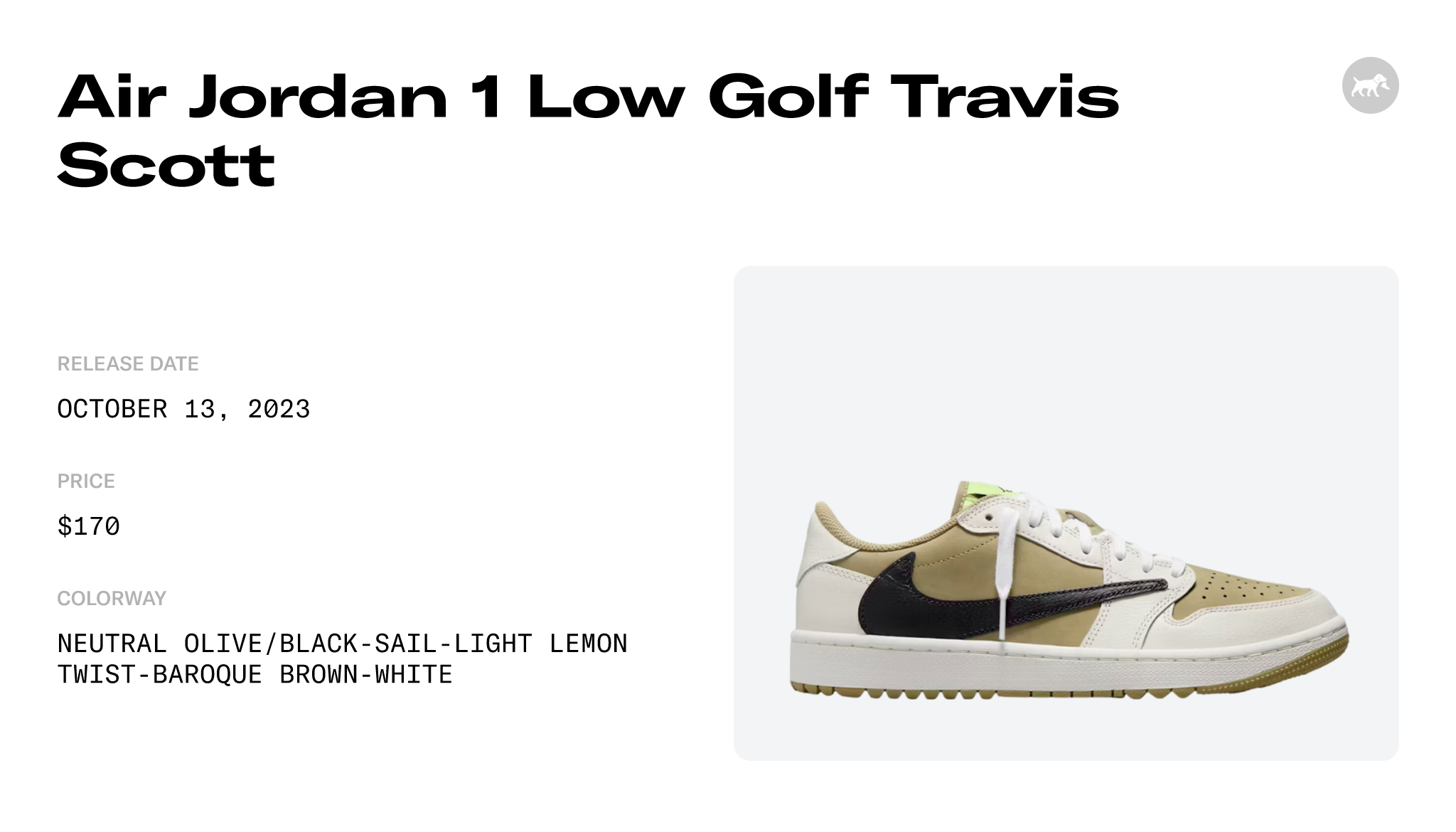 Jordan 1 Retro Low Golf Travis Scott Neutral Olive Men's - FZ3124