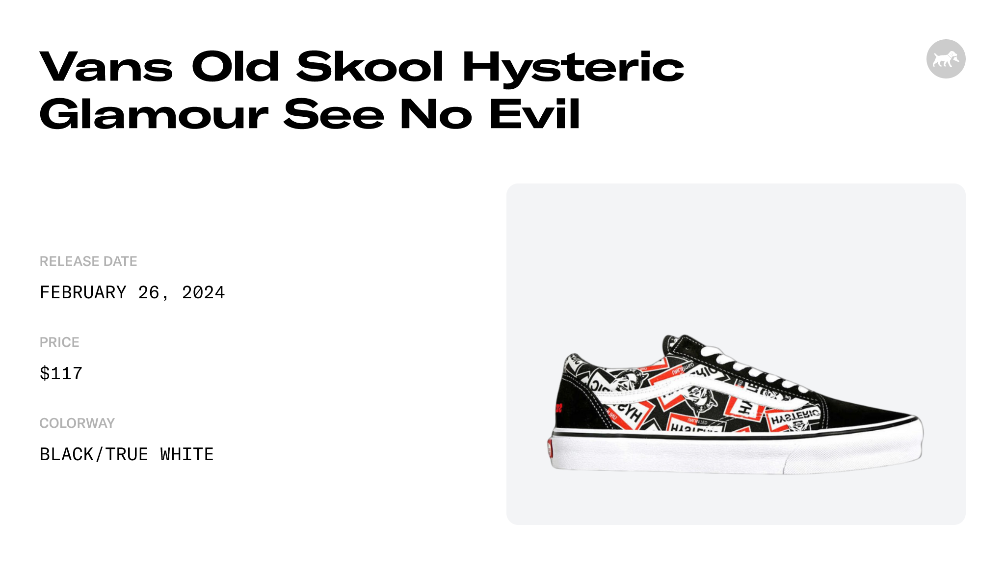 Vans Old Skool Hysteric Glamour See No Evil Raffles and Release Date