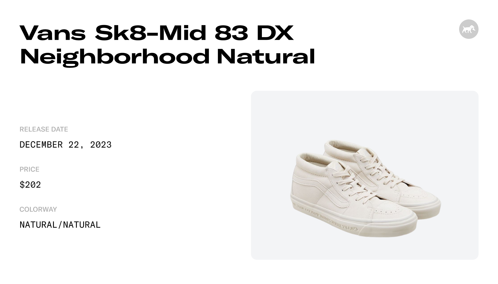 Vans Sk8-Mid 83 DX Neighborhood Natural Raffles and Release Date
