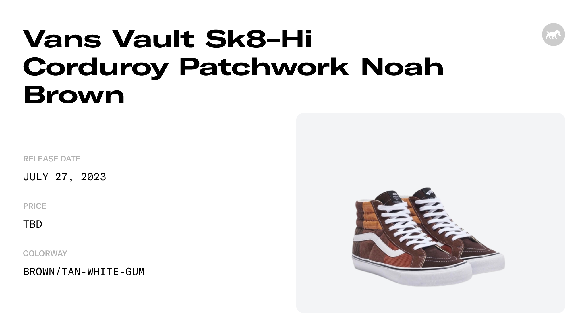 Vans Vault Sk8-Hi Corduroy Patchwork Noah Brown Raffles and ...