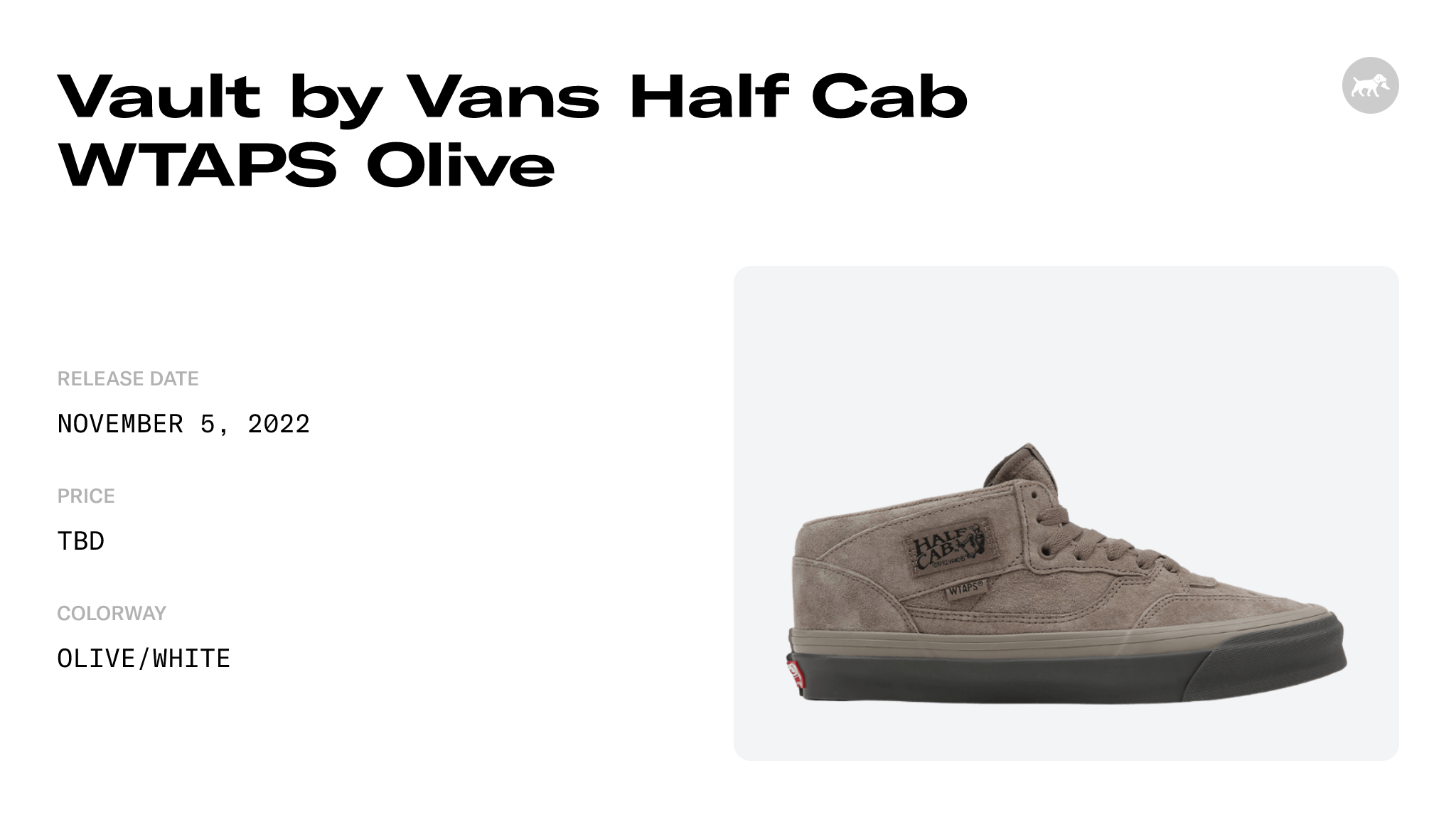 Vault by Vans Half Cab WTAPS Olive Raffles and Release Date